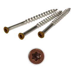 Stainless Steel 100 Pack #8 x 1-1/2 Stainless Deck Screws, 305 18-8 Type 17 Wood Cutting Point Square Drive Hidden Fasteners by Bolt Dropper 
