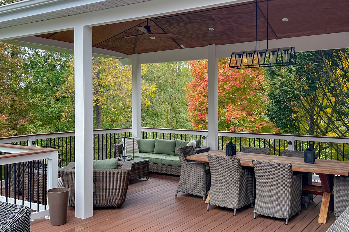 hardwood deck in fall