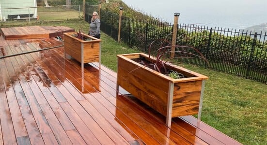 hardwood deck and hardwood planter boxes