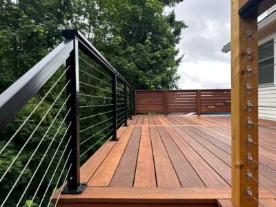 Batu deck built by AB Construction LLC with DW Construction LLC A batu deck with aluminum railing.