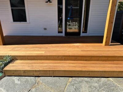 Rich Ipe decking boards create a warm, inviting space with fine grain, smooth finish, and robust thickness for durability.