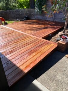 A Cumaru deck in the sunlight.