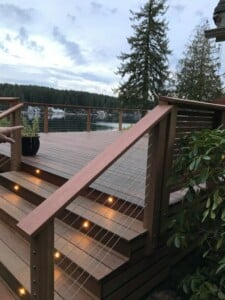Ipe decking install on Mason Lake, Wa with batu railing and fascia boards. Ipe decking install on Mason Lake, Wa with batu railing and fascia boards.